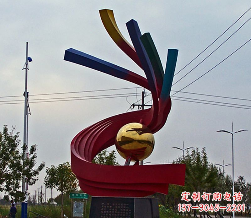 兰州不锈钢飘带雕塑艺术与自然的完美结合