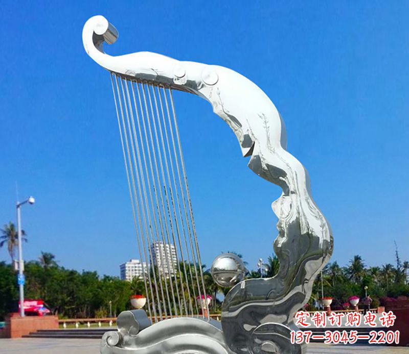 兰州不锈钢竖琴雕塑——传承古典音乐之美