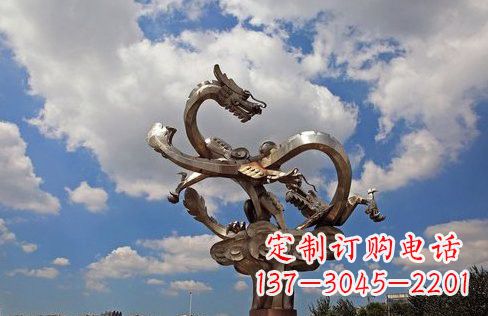 兰州不锈钢双龙戏珠雕塑