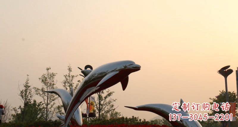 兰州不锈钢海豚雕塑跳跃的美丽