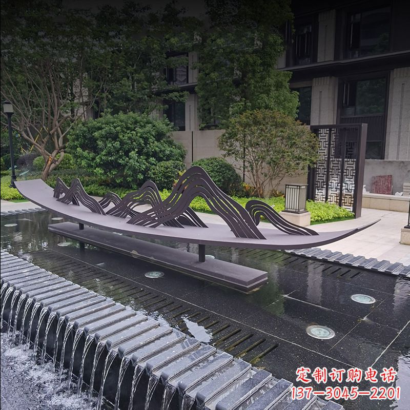 兰州不锈钢小船假山抽象景观