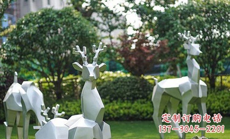兰州不锈钢小鹿抽象动物雕塑