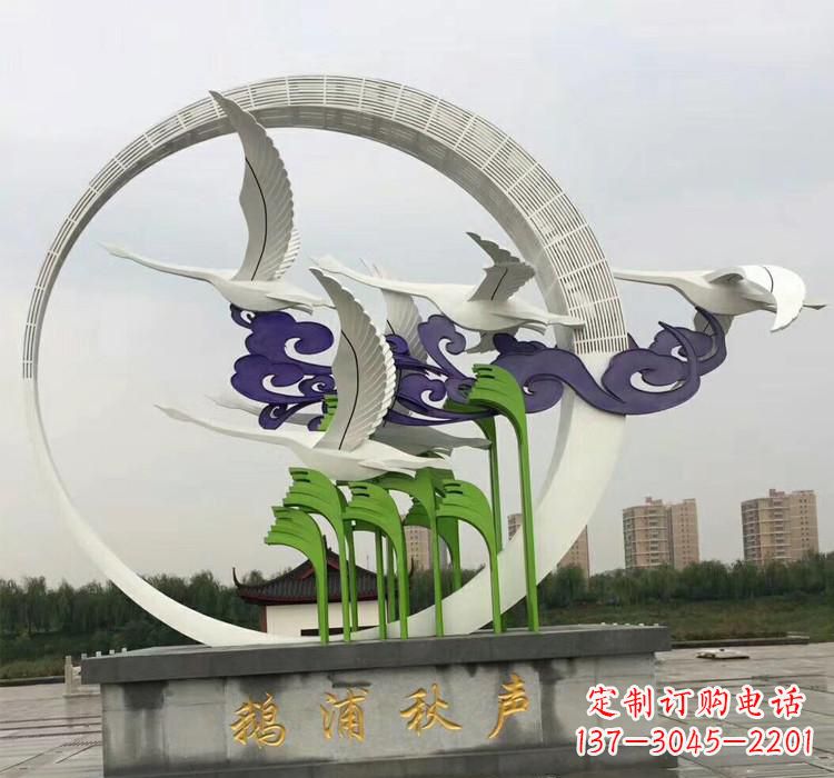 兰州不锈钢艺术仙鹤雕塑
