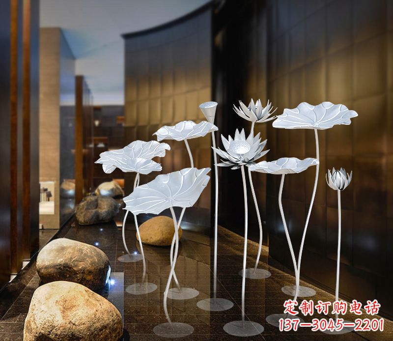兰州不锈钢银色荷花雕塑精美外形魅力无限