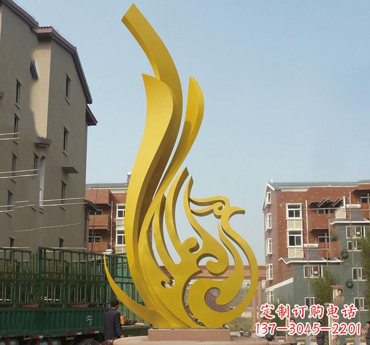 兰州静谧的凤凰不锈钢园林雕塑