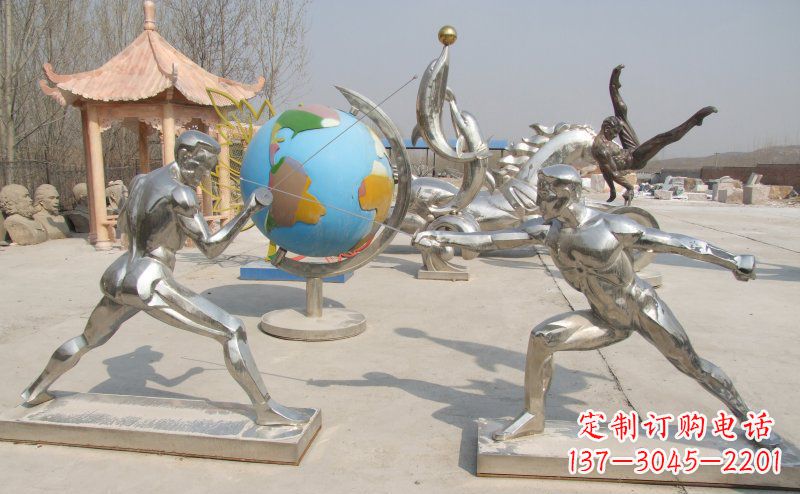 兰州勇敢者的身影——不锈钢运动员击剑雕塑