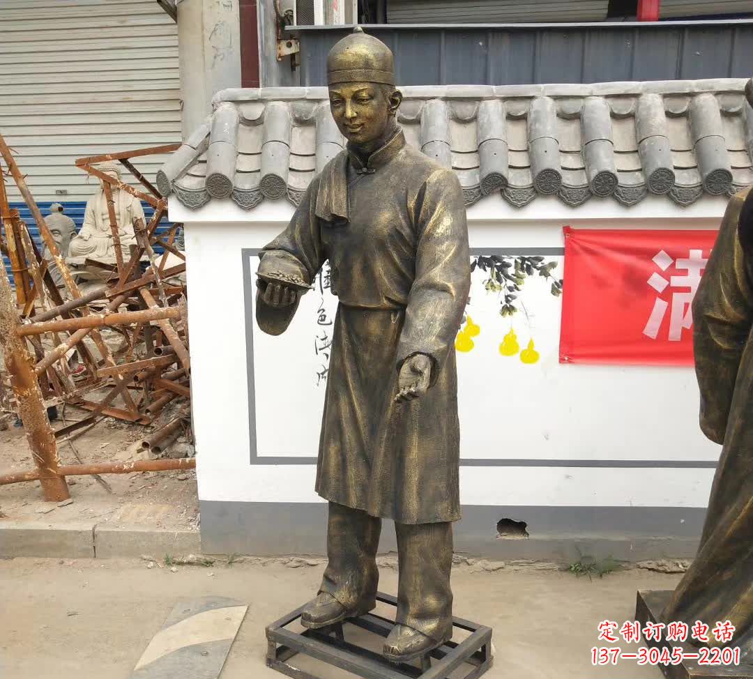 兰州传承百年店小二铜雕