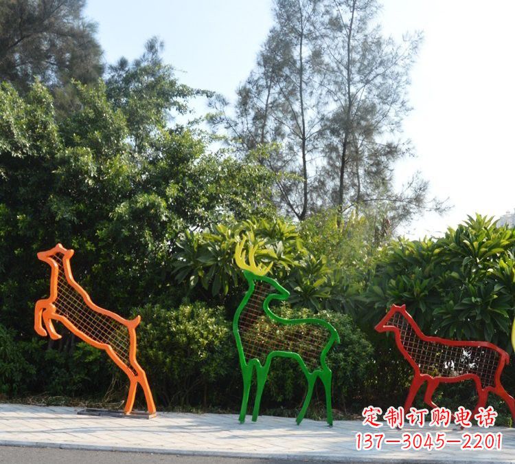 兰州精美的彩色不锈钢梅花鹿雕塑