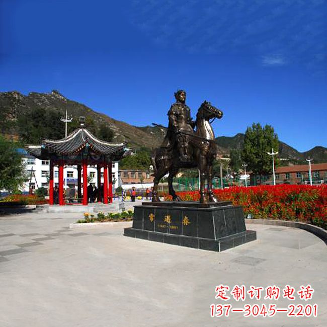 兰州常遇春骑马铜雕塑像-景区广场历史名人古代著名将领将军雕像