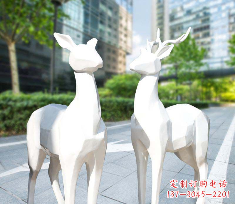 兰州景观雕塑鹿形不锈钢块面