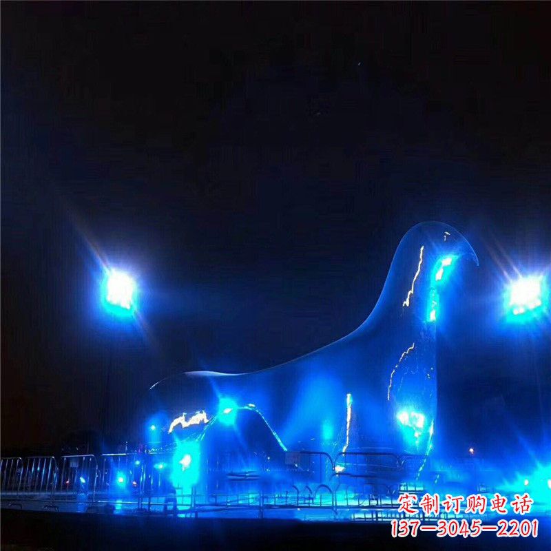 兰州抽象和平不锈钢鸽子雕塑夜景灯光效果