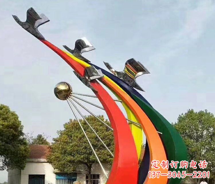 兰州抽象和平鸽和太阳校园不锈钢雕塑