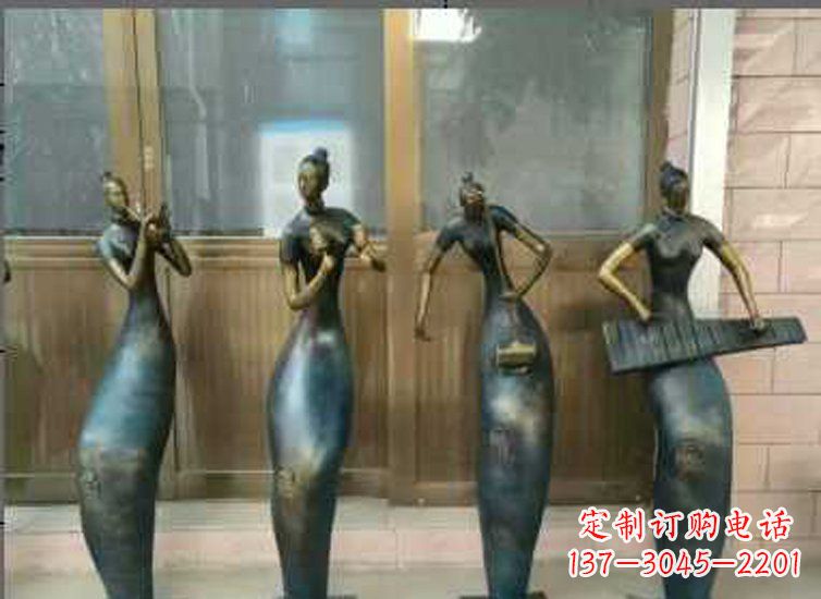 兰州抽象女孩演奏乐器铜雕