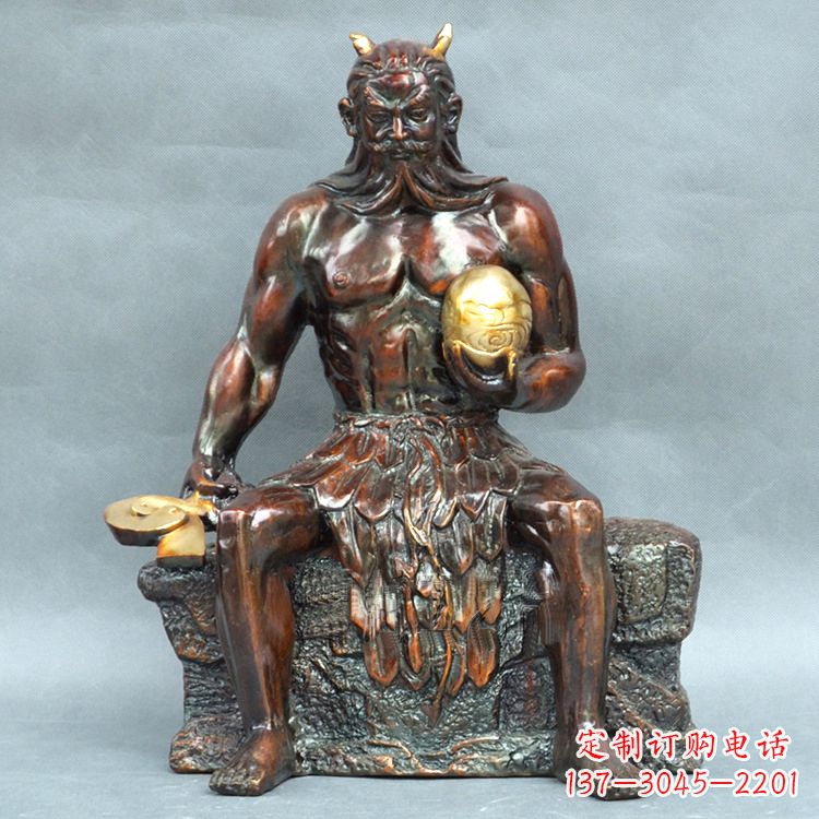 兰州纯铜神农大帝坐姿雕塑像