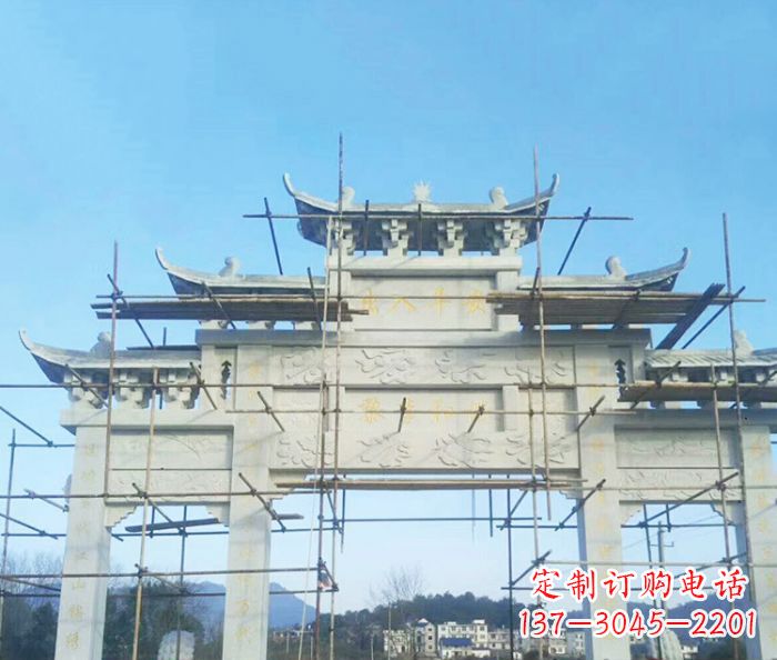 兰州大理石三门牌坊雕塑