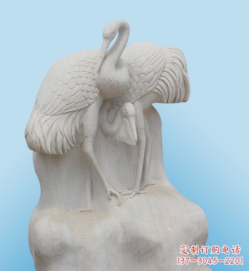 兰州大理石制作的丹顶鹤雕塑