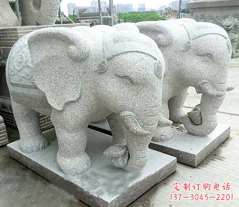 兰州大理石制作的精美招财大象雕塑