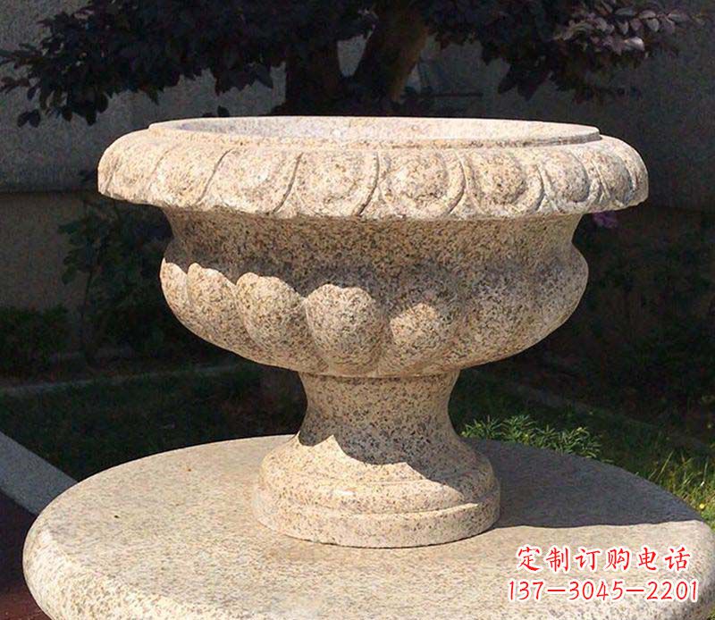 兰州大理石花钵公园花盆石雕