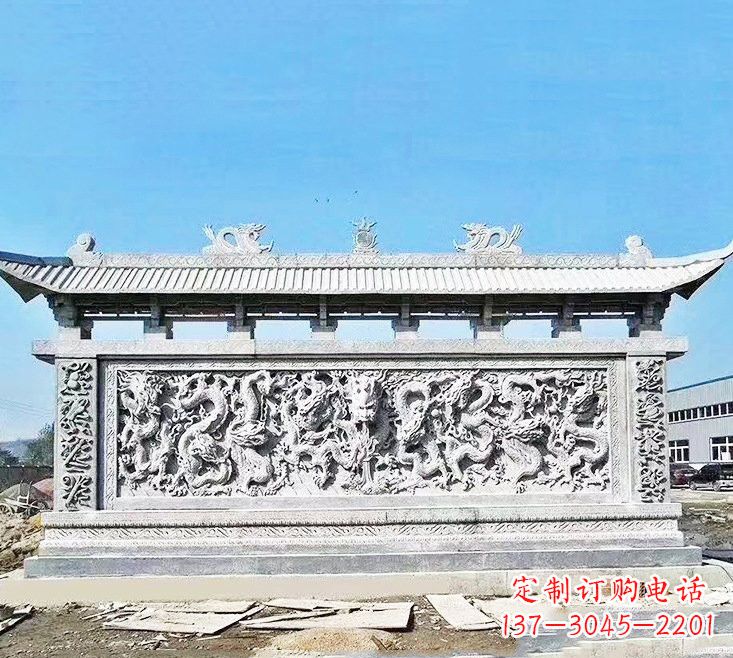 兰州精美大理石九龙壁雕塑