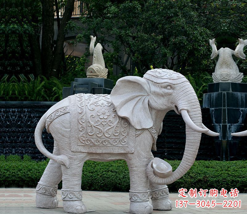 兰州以大理石为材料的完美大象雕塑