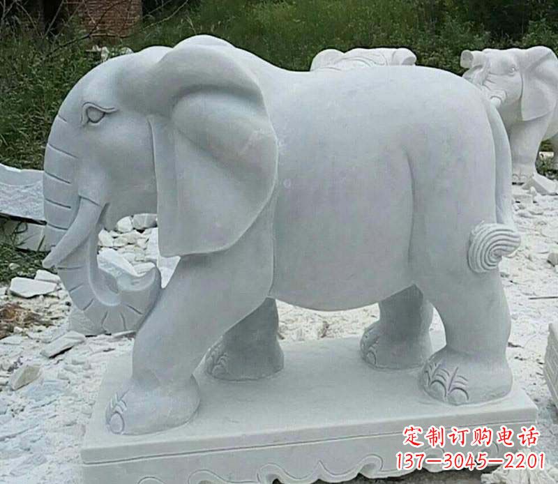 兰州精雕细琢的大理石大象雕塑