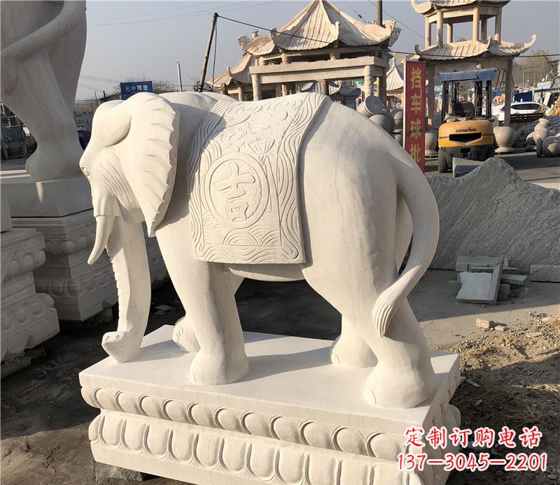 兰州大理石卷鼻如意大象雕塑