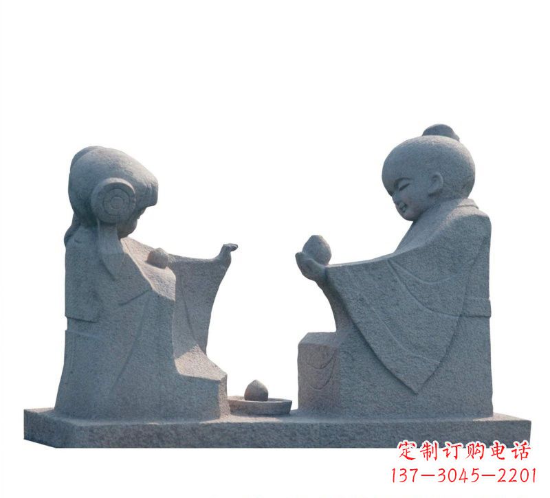 兰州传统风情——大理石孔融让梨雕塑