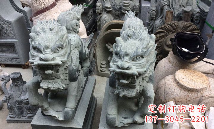 兰州大理石立式麒麟门口镇宅石雕