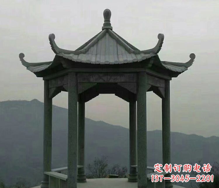 兰州考究工艺，奢华大理石六角凉亭雕塑
