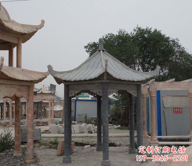 兰州大理石六角凉亭公园石雕 (2)