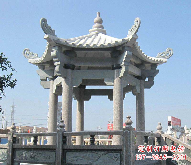 兰州大理石六角凉亭石雕,为您的家园带来浪漫情怀