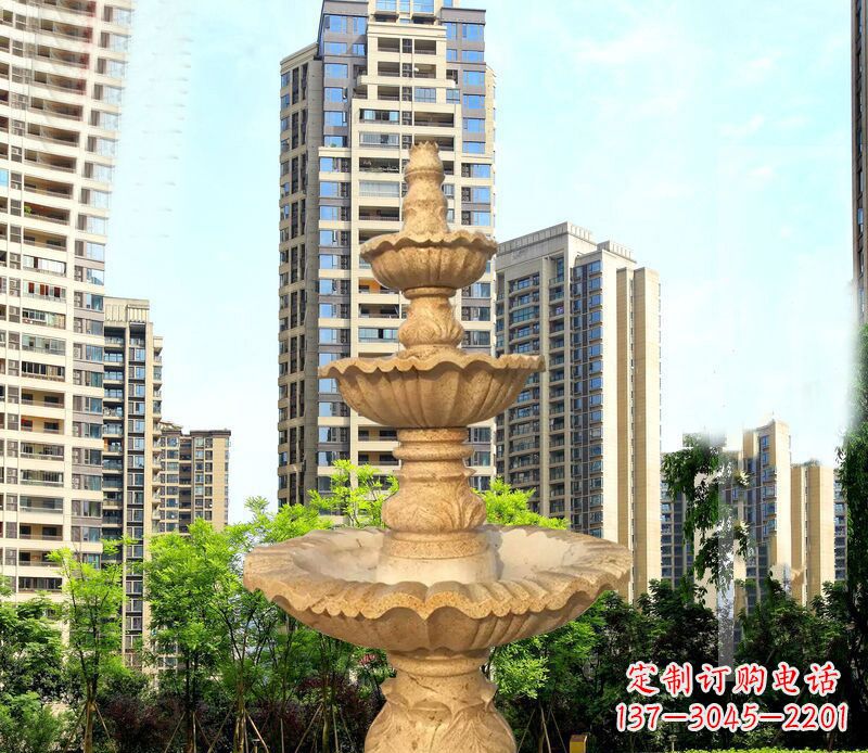 兰州大理石三层喷泉公园石雕 (2)