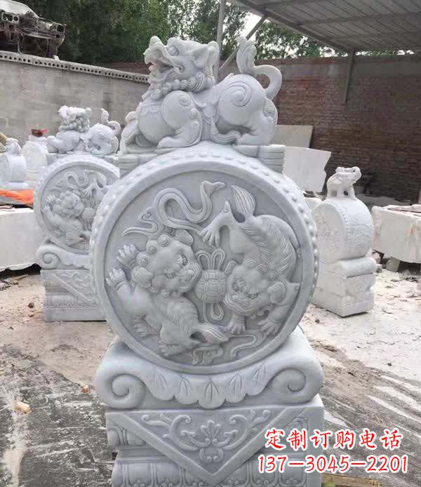 兰州大理石狮子抱鼓石雕塑