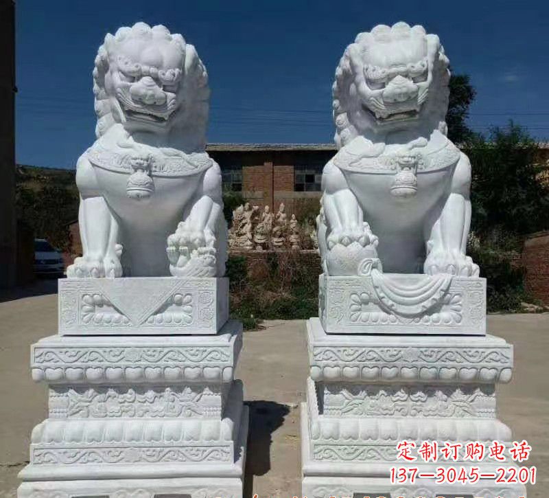 兰州大理石狮子石雕,雕塑定制精美狮子