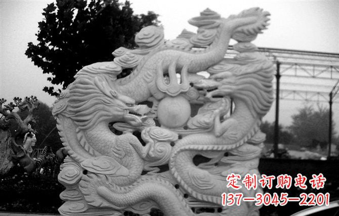 兰州精美大理石双龙雕塑