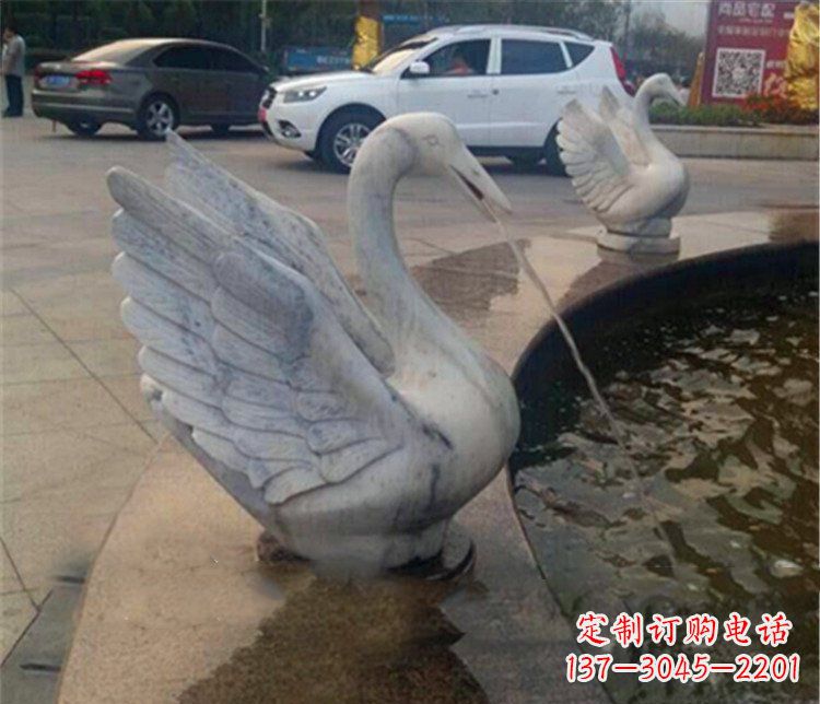 兰州大理石天鹅喷泉石雕