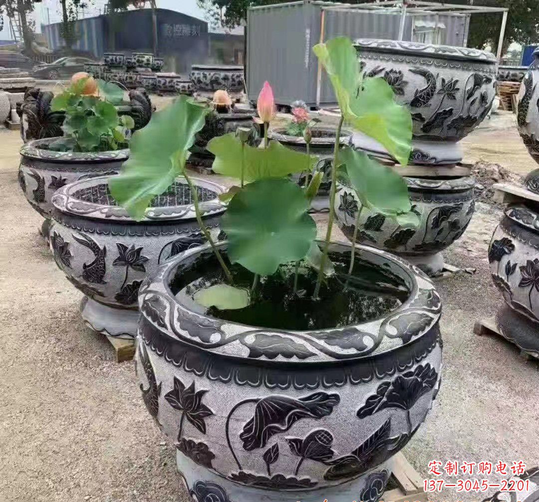 兰州精美大理石鱼缸雕塑