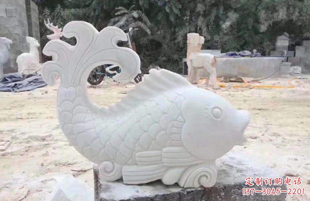 兰州大理石鱼喷泉雕塑装置