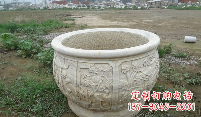 兰州大理石鸳鸯花盆雕塑