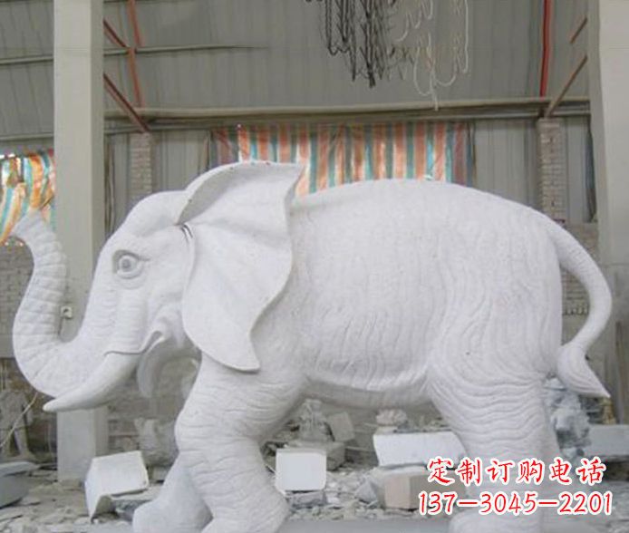 兰州象征财富的大理石招财大象雕塑