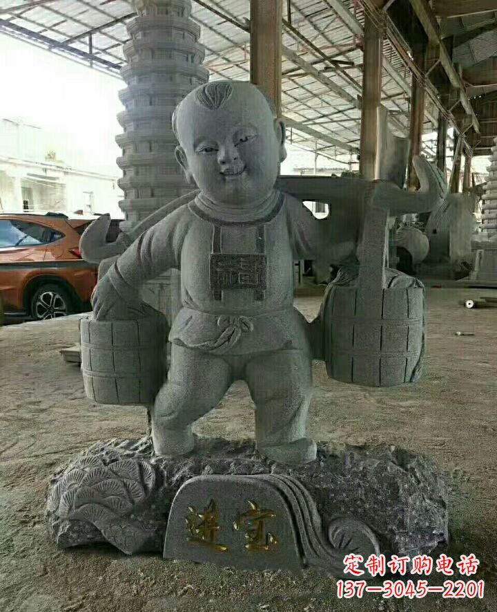 兰州装点童年的大理石招财进宝儿童雕塑