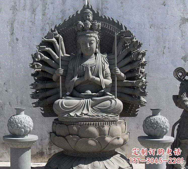兰州宗教庙宇千手观音大理石雕塑