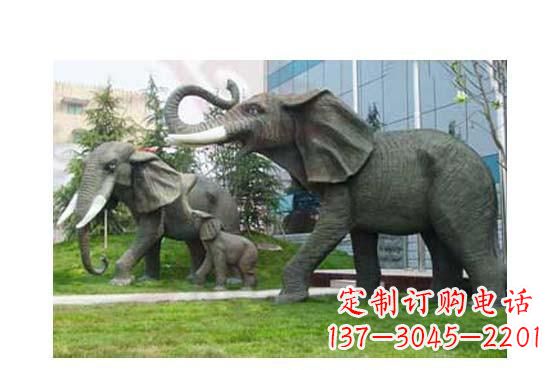 兰州精美铜雕大象一家三口