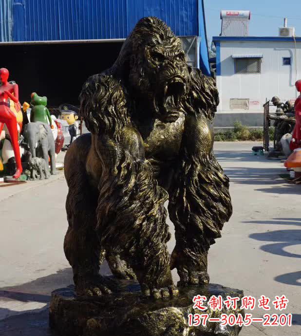 兰州中领雕塑精美的猩猩铜雕