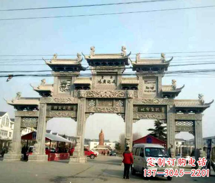 兰州大型五门石雕牌坊 (3)