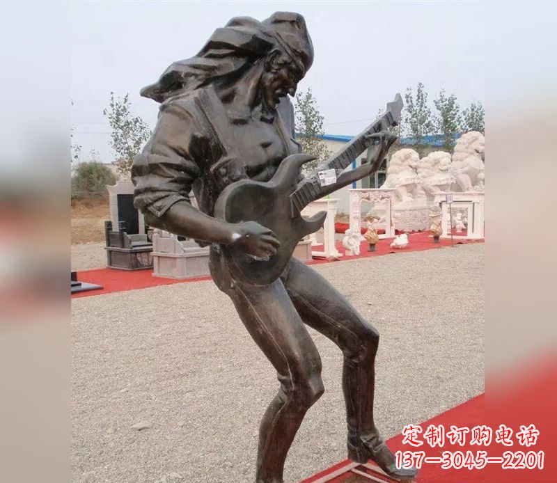 兰州弹吉他广场小品人物铜雕
