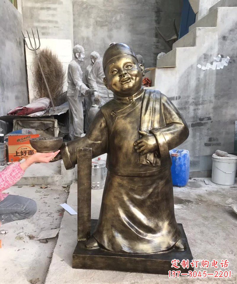 兰州店小二铜雕——精美精致的人物雕塑