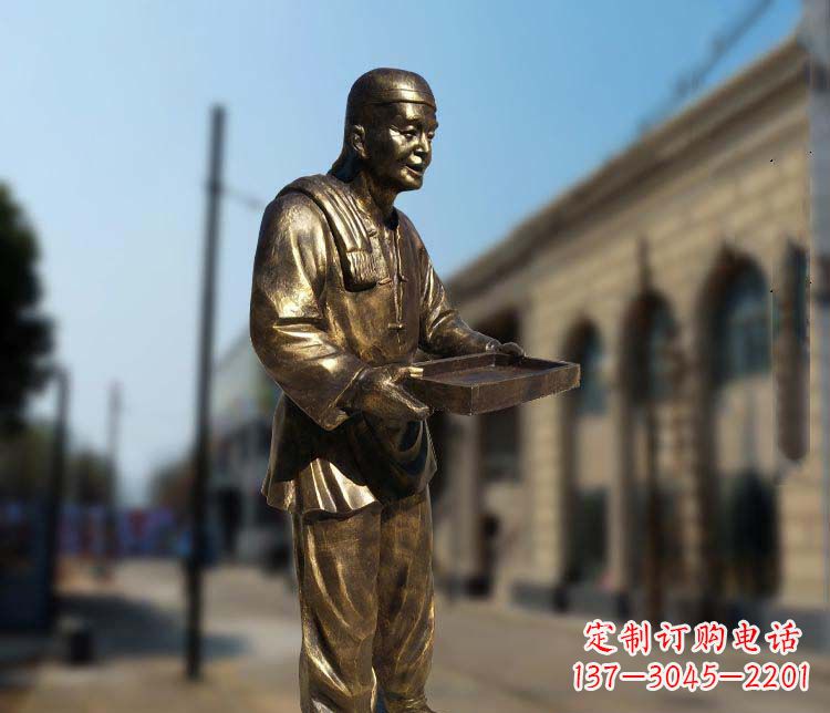 兰州古典神秘的店小二人物铜雕