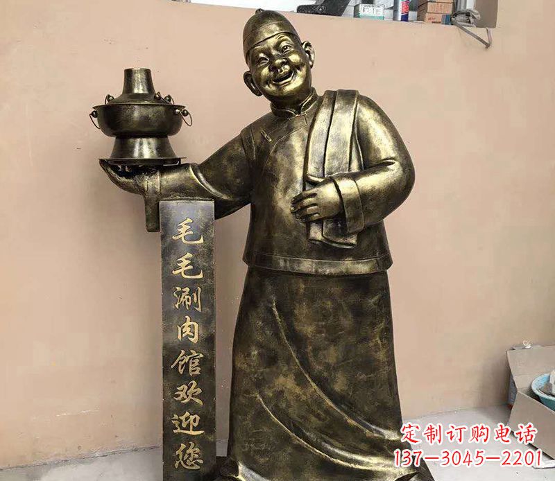 兰州店小二铜雕——精致细腻的艺术之美