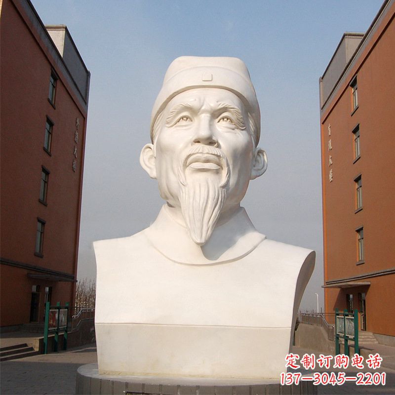兰州杜甫石雕像-学校校园历史名人唐代著名诗人头像
